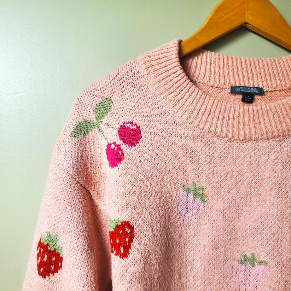 Wild Fable Pink Strawberry Crewneck Sweater